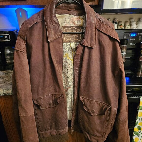 First Other - Men's Brown Bomber  Leather jacket